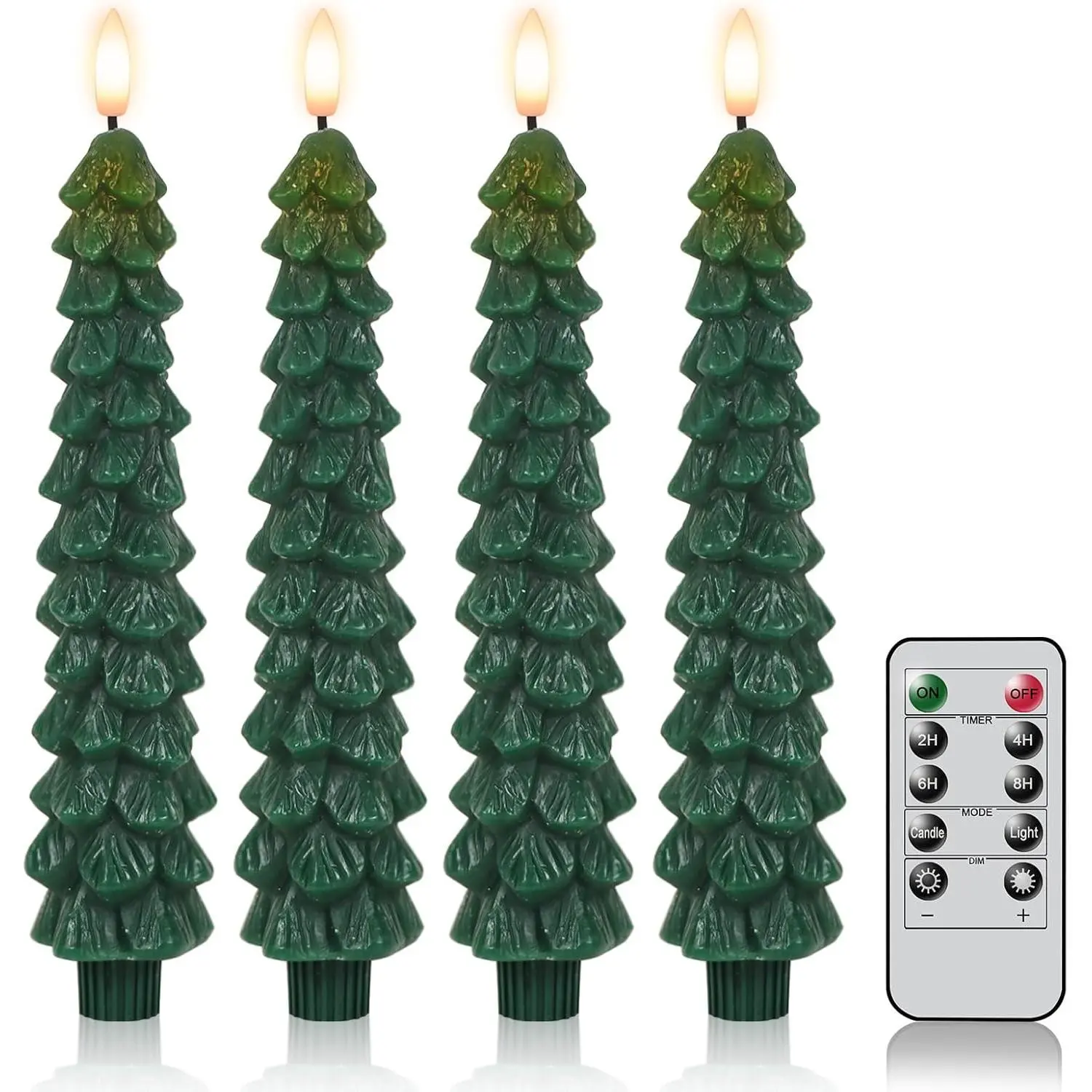 4-Piece Flameless Taper Candles - Remote & Timer-Controlled with 3D Flickering Flame | Real Wax LED Candles for Christmas Tree & Holiday Displays
