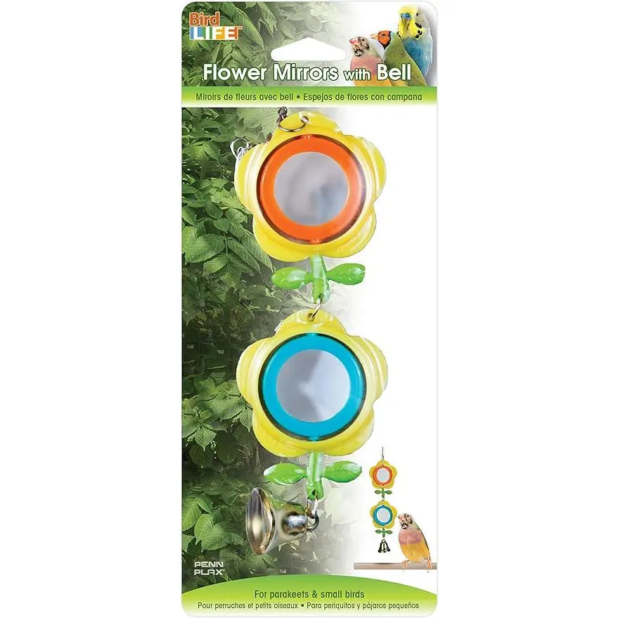 Penn-Plax BA1714 Bird Toy Flower Mirror with Bell