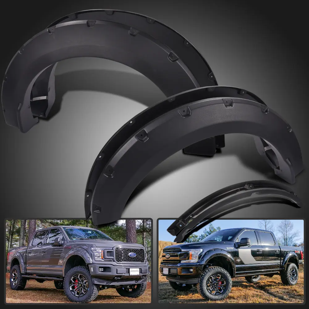Fit For 15-17 Ford F150 Textured Pocket-Rivet Style Wheel Fender Flares 4pcs