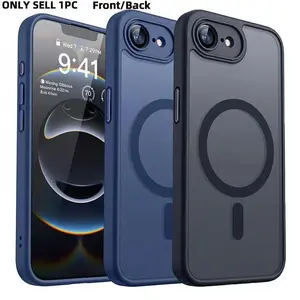 Enhanced Magnetic Phone Cover with Full Camera Protection for iPhone 17E/16E/17/16/15/14/13/12/11 ProMax Plus, Translucent Matte Finish Casing, Shock-Resistant Design, Compatible with Wireless Charging