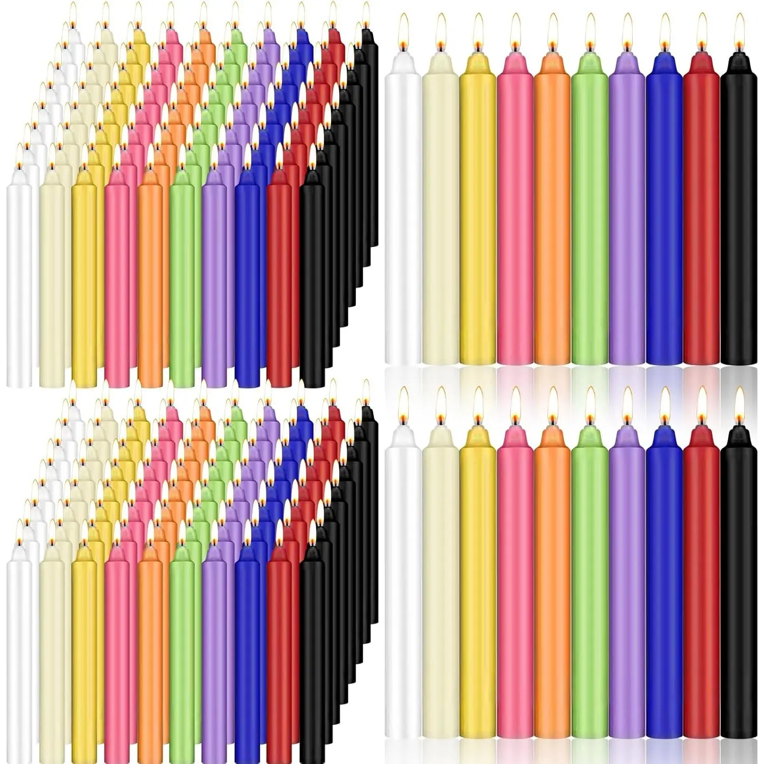300 Pack 4'' Chime and Spell Candles Dripless Candle for Casting Chimes, Spells, Rituals, , Magical Work(Assorted Colors)