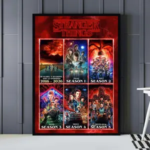 Stranger 5 Graphic Anniversary 10 Years All Season 1-5 Poster Stranger Modern Kitchen Wall, Bedroom Decor, Bar Art Will Byers Steve Harrington BYR