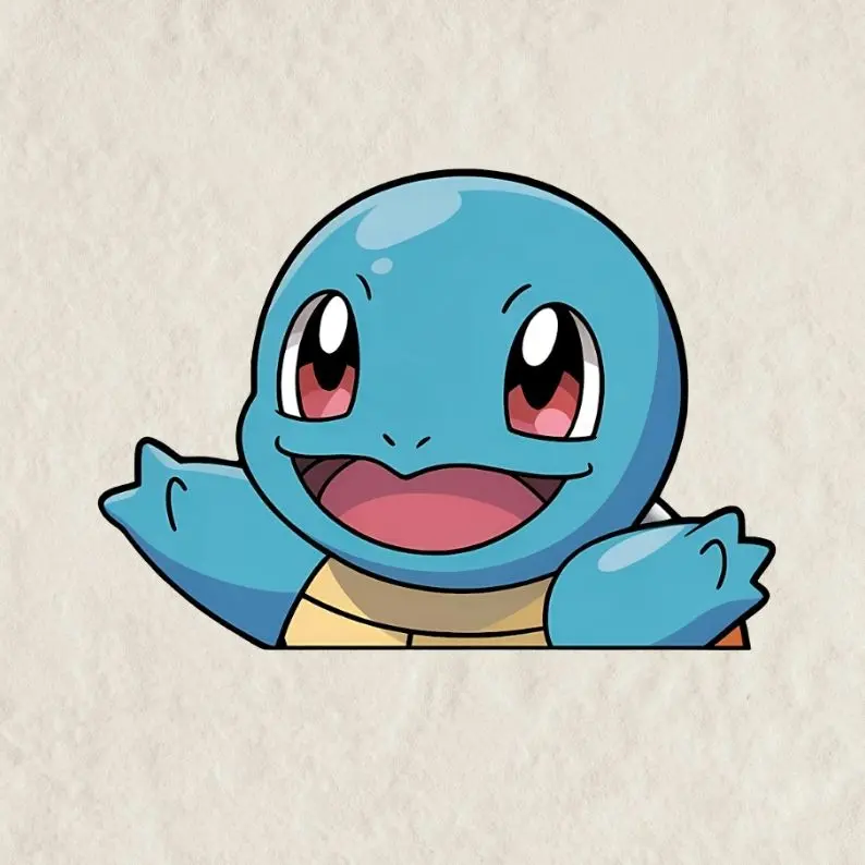 Squirtle Vinyl Peeker Sticker, Anime Decal Sticker, Vinyl waterproof sticker, Gift for Game lovers