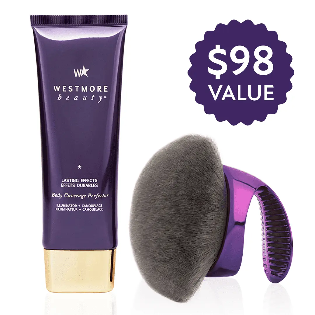 Westmore Beauty Body Coverage Perfector 3.5oz + X-Large Buffer Brush -  Flawless Body Makeup, Concealer for Scars, Spots, Veins, Tattoos and More Blend Cosmetic