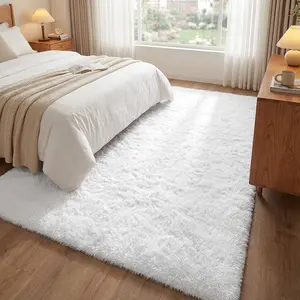 XEXSIN Soft Fluffy Large Area Rugs for Living Room Bedroom White Ultra Soft Thickened Memory-Foam Indoor Rug Comfy Aesthetic Solid Minimalist Carpets for Girls Boys Nursery Dorm Home Decor