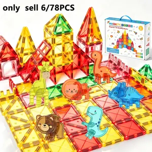 Magnetic puzzle building toys featuring animals and dinosaurs, suitable for children over 3 years old. STEM educational toys (suitable for both boys and girls). Building sensory toys. Educational birthday gifts. Essential items for classrooms.