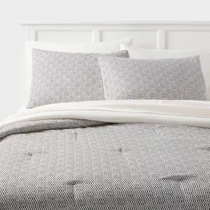 Full/Queen Printed Comforter Set Black/White - Room Essentials: Includes Sheets, Shams, OEKO-TEX Certified