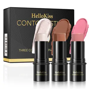 3-in-1 Concealer Stick Set - Highlight, Contour & Blush Makeup Kit, Blendable Buildable Coverage, Long-Lasting Transfer-Resistant Formula for Sculpted Glowing Skin, Ideal for Everyday Makeup & On-the-Go Touch-Ups