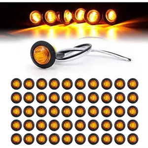 12V DC 3/4 Inch Mount LED Mini Round Trailer Side Marker Lights, Waterproof Sealed Car Accessories, Clearance Button Signal Lamps for Trucks, Boats, RVs