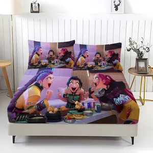 3pcs Bedding Set Fitted Sheet With Two Coreless Pillowcases, Festive Party Theme, Colorful Design, Ideal For Bedroom Decor, Secure Mattress Fit