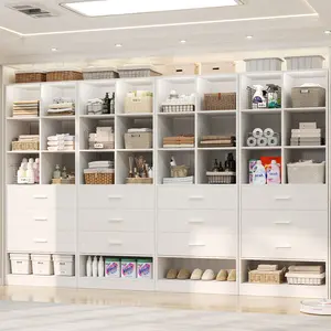 Closet System Organizer with 3 Drawers & Partition Storage Freestanding Wardrobe Modular with Shoe Shelf Expandable for Walk-in or Reach-in Closets Durable Wood Construction