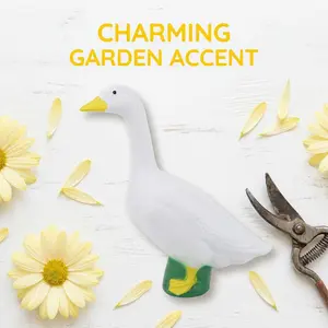 Realistic Resin White Goose Statue| Weatherproof Garden & Pond Figurine| Aesthetic Cottagecore Outdoor Decor| Cute "Silly Goose" Desktop Buddy for Home & Office Decoration Avifauna