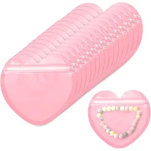 5pcs/20pcs Heart-Shaped Resealable Packaging Bags, Valentine's Day Jewelry Bags, Reusable Transparent Sealed Bags, Cute Gift Bags for Business, Weddings, Birthdays, Festivals