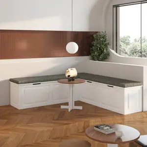 FUFU&GAGA L-Shaped Storage Bench with Hidden Compartment Multifunctional Shoe Bench for Entryway Kitchen Nook & Cloakroom Upholstered Cushion Stools Modern Furniture Soft Padded Footstool 63”D x 63”W x 18.3”H