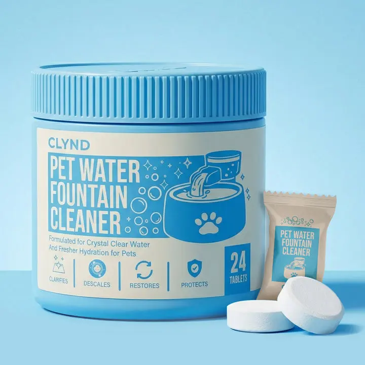 Pet Fountain Cleaning Tablets (24-Pack) – Professional Hard Water & Slime Remover | Pet-Safe, Unscented Maintenance for Plastic & Stainless Steel Cat Fountains