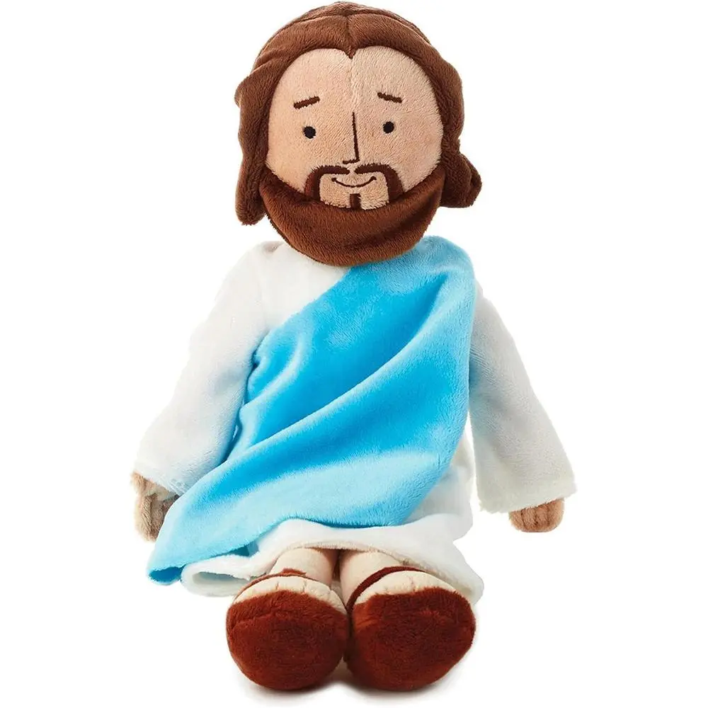 13" Blue Jesus Super Soft Fluffy Plushie, Religious Soft Stuffed Figure & Stuffed Animal, Home Decor Statue Stocking Stuffers for Easter, Inspirational Gift for Adults