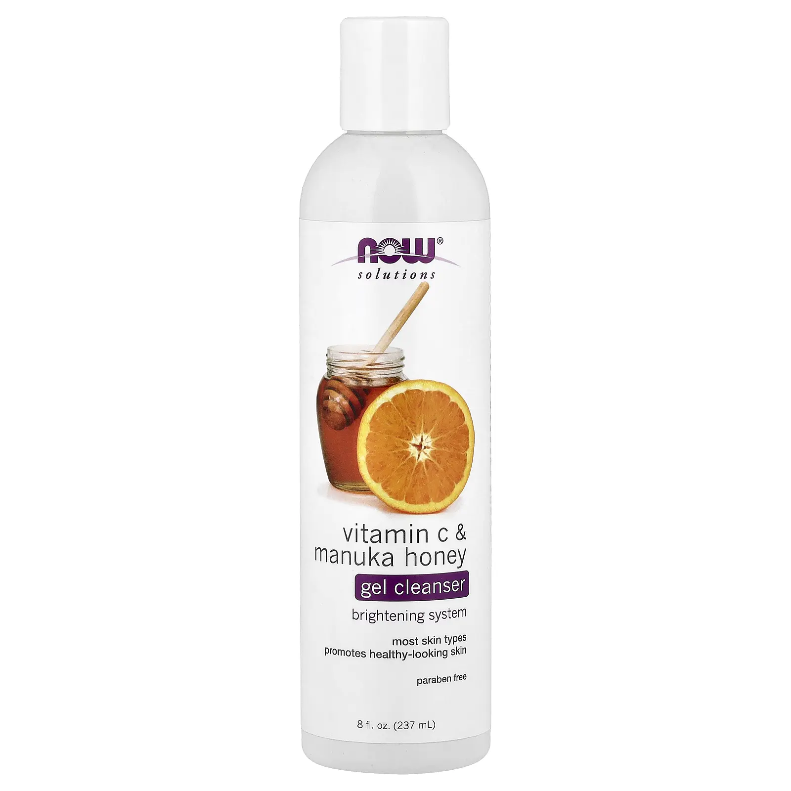 NOW Foods Solutions, Vitamin C & Manuka Honey Gel Cleanser, 8 fl oz (237 ml)