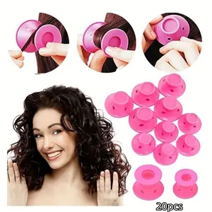 20pcs Set of No-Heat Curlers Suitable for All Hair Types, Manual Mushroom Bell Curl - No-Heat Curlers for Styling and Perming, Heatless Haircare