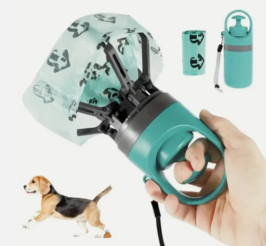 Pet Waste Scooper with Integrated Scoop & Bag Dispenser, Handheld Portable Lightweight Sanitation Tool for Lawn & Yd Maintenance, Easy-Carry for Outdoor Strolls & Daily Pet Waste Cleanup, Yard, Effortless Cleanup