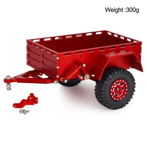 1/18 1/24 Aluminum Alloy RC Crawler Trailer CNC Machined Utility Trailer with Ball Head Hitch for TRX4M SCX24 Redcat Ascent-18