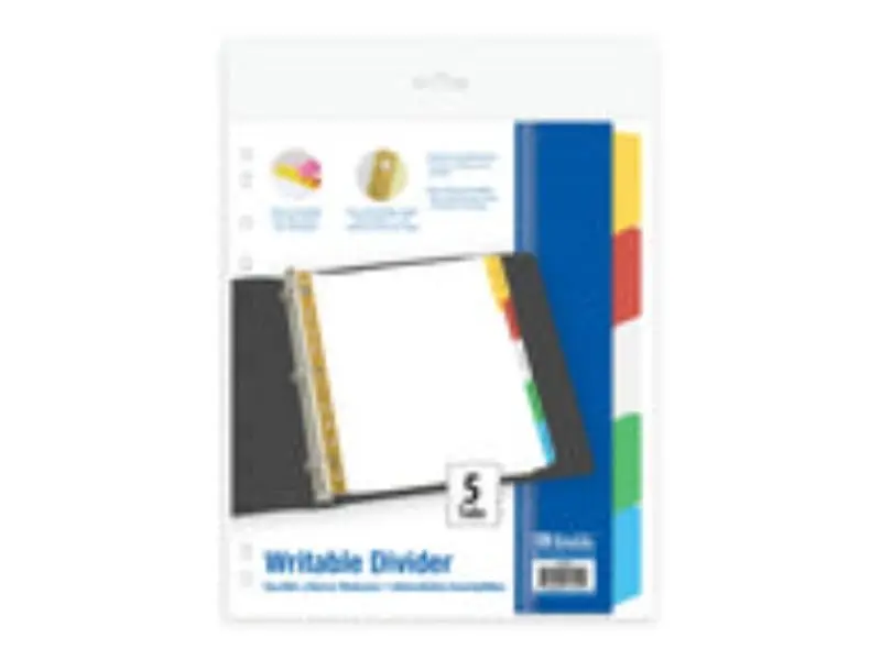 Bazic 2152 Paper Dividers with 5 Writable Color Tabs, White