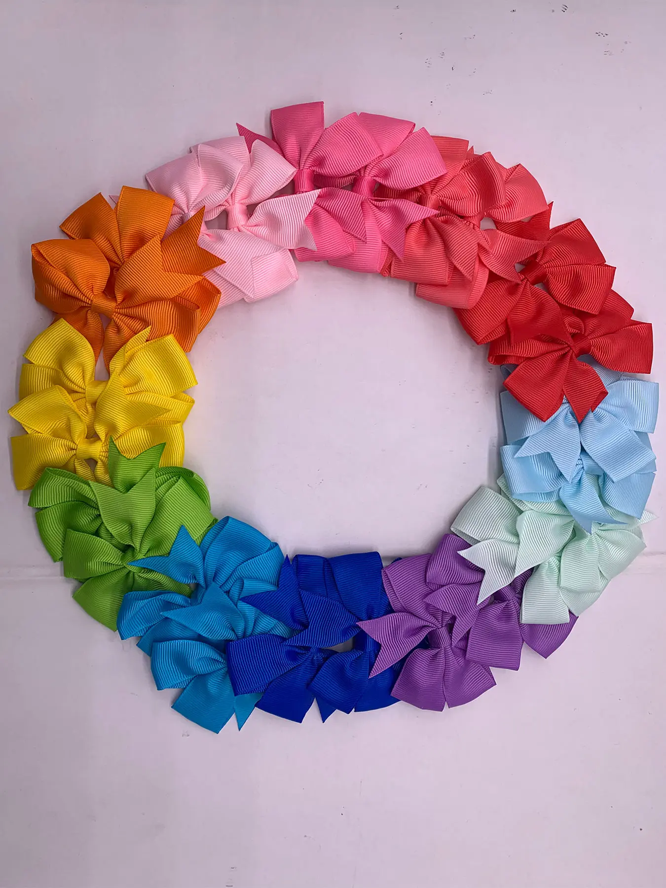 24pcs Cute Bow Bowknot Hair Clips Set, Handmade Colorful Satin Ribbon Bows, Sweet Girls Accessories for All Seasons, Daily Wear Headbands, Super Cute Clips