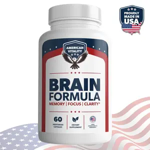 American Vitality Brain Formula - Premium Cognitive Support Supplement - Powerful Brain Boosting Formula for Memory, Focus & Mental Clarity - Designed for Maximum Absorption & Effectiveness - 1 Bottle (60 Capsules)