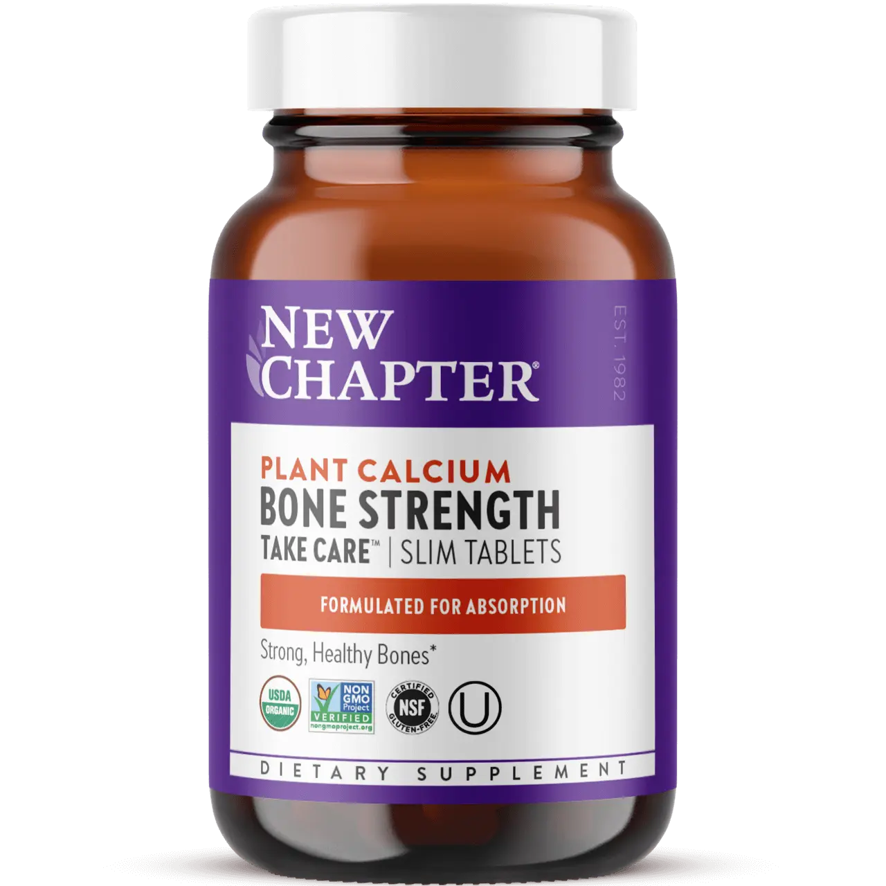 New Chapter Bone Strength Organic Plant Calcium with Magnesium & Vitamin D3+K2 for Bone Health - 90ct