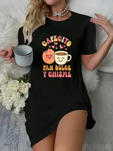 Concha Cafecito Y Chisme Mexican Pastry Mexican Food Treats Casual Dress Graphic Womenswear Vintage Crewneck