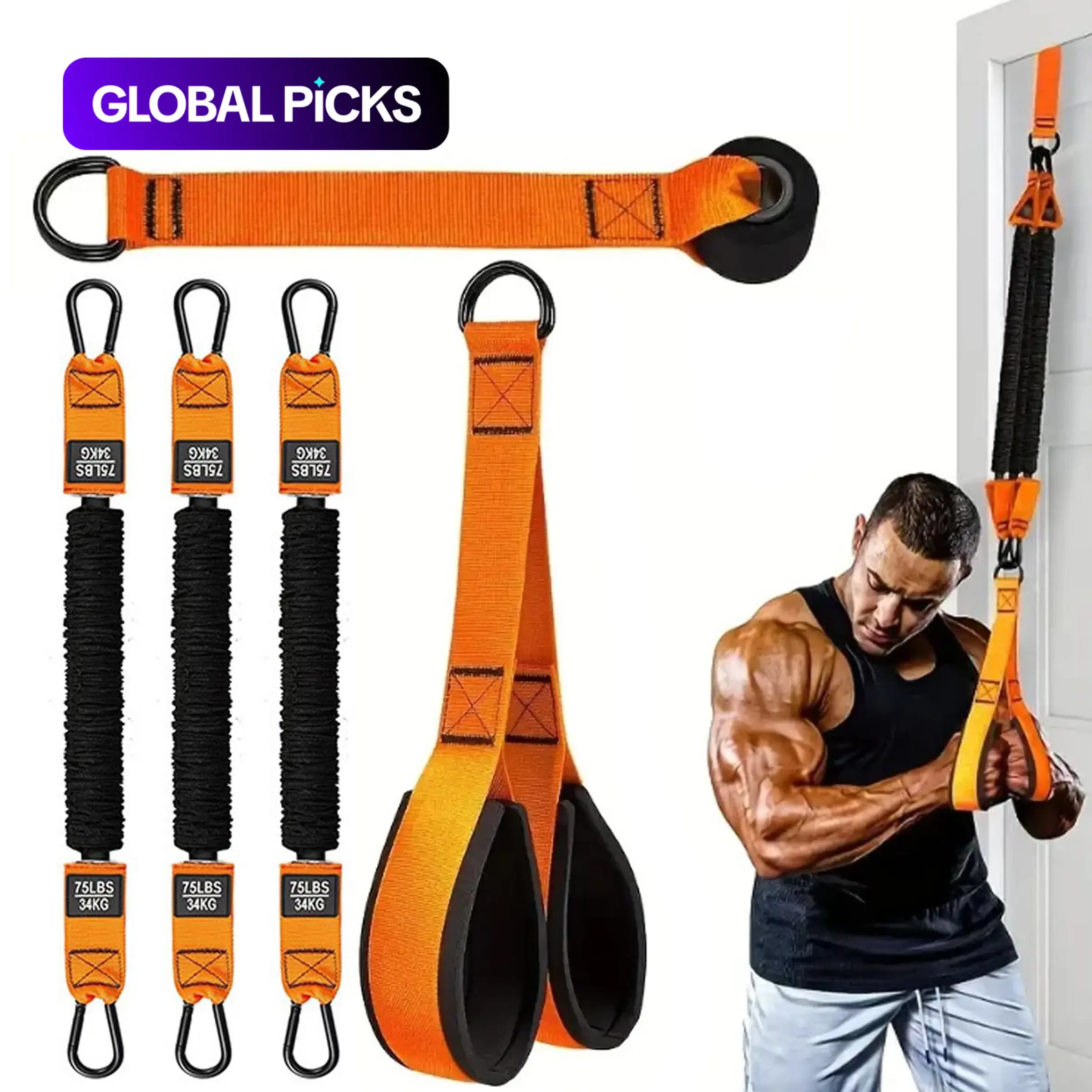 Heavy-Duty Adjustable Resistance Training Equipment, Fitness Equipment, Workout Straps and 225 lbs Resistance Band for Full-Body Strength Training (Arms, Back, Core and Shoulders), Home and Gym Workout #GLOBAL PICKS