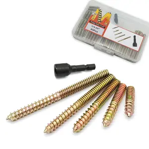 41 Pack 1/4-20" Hanger  5Sizes  Inch Include1 pcs Hanger Bolt Driver Double Headed   Dowel Screw Self-Tapping Screw for Furniture Screws  Screws Double Screw Threaded Rods