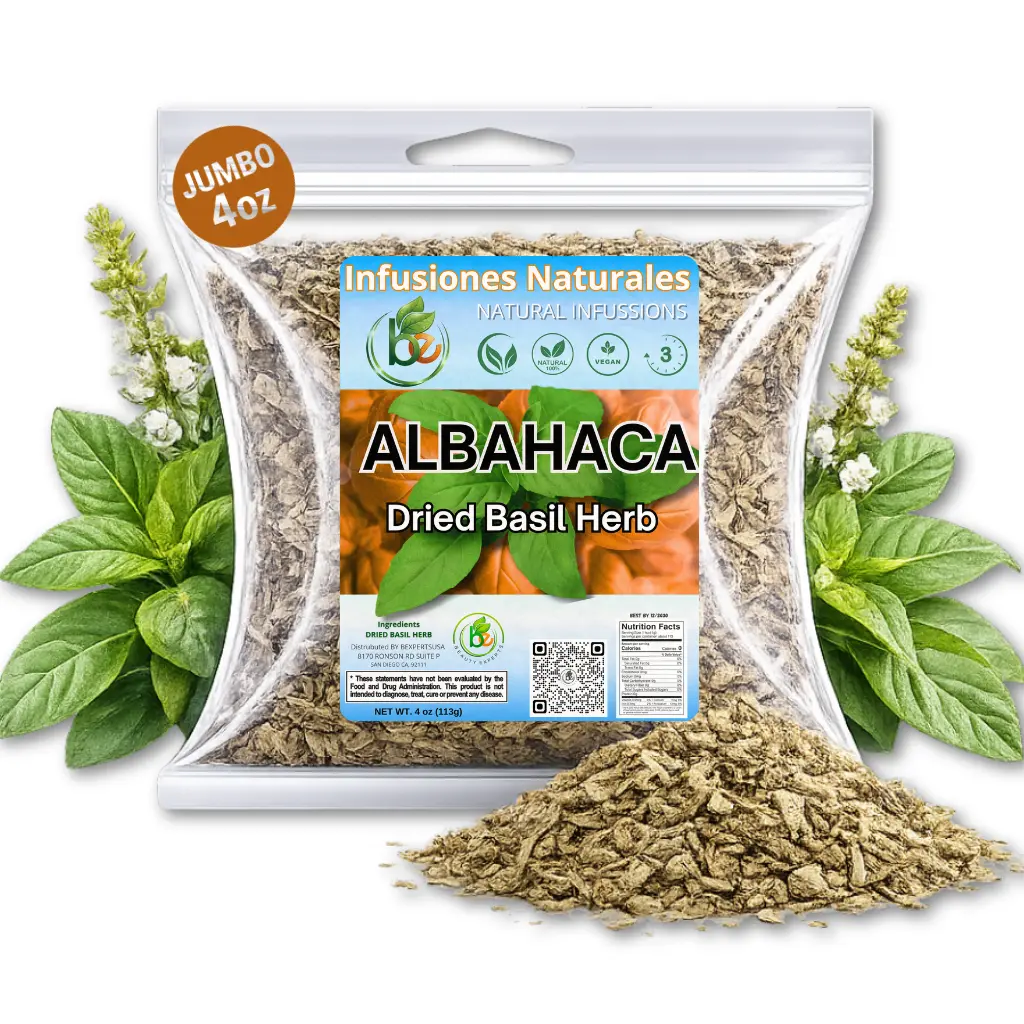 VIRAL Infusiones Naturales Albahaca Seca para Té y Condimento 4oz Vegan 100% Natural Dried Basil Herb for Cooking & Tea Making - Herbal Blend