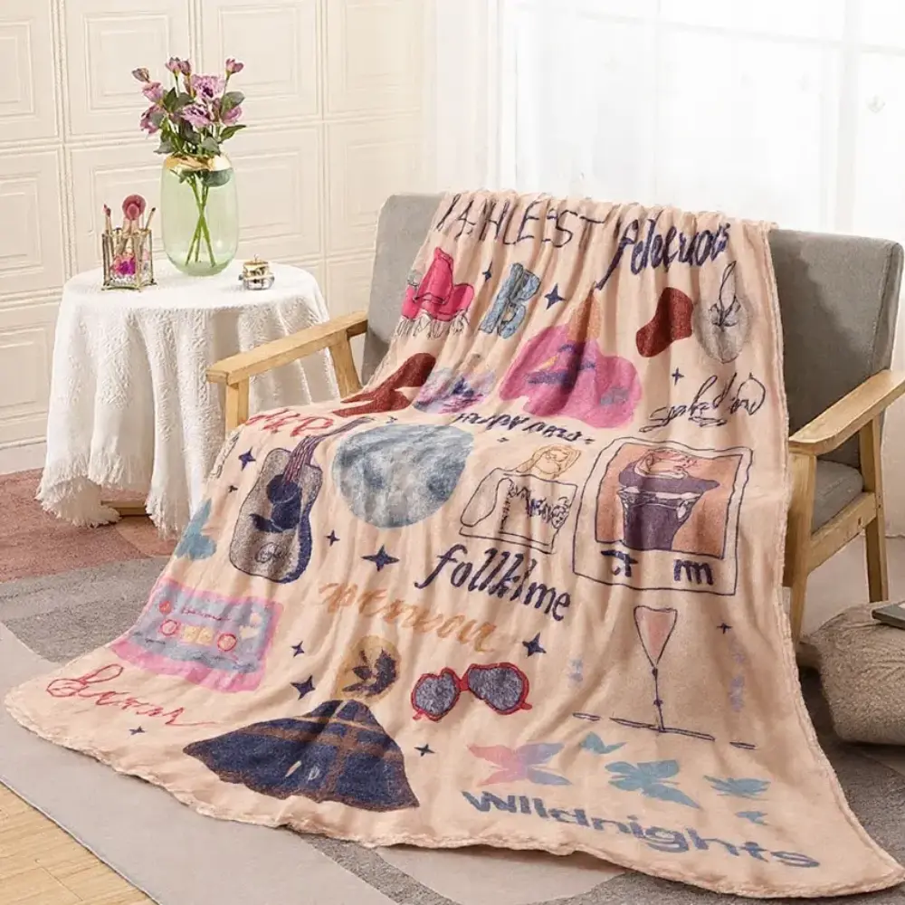 MYCLOSHY Music Theme Graphic Blanket - Soft, Comfortable, Warm Dressing Gown Throw Blanket for Home, Travel Use - Home Decor Textile, Music Theme Graphic Blankets