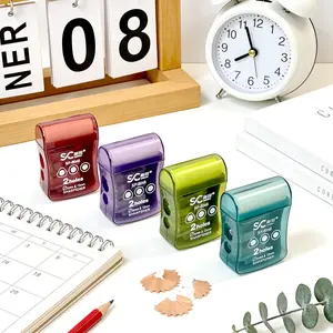 1PCS portable pencil sharpener - cartoon double hole design suitable for thick and thin pencils, eraser and pencil sharpener 2-in-1 design, a holiday gift, suitable for school and office stationery supplies, Art materials, Coloring Supplies