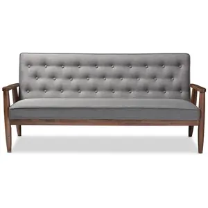 Sorrento Mid-Century Retro Modern Upholstered Wooden Sofa