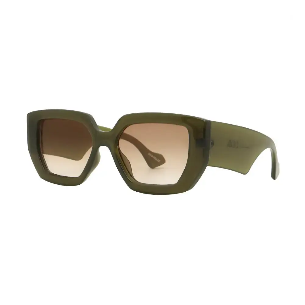Mad Shade Bold Green Geometric Frame with Brown UV400 Lens - Oversized Retro Sunglasses #16 Mad Shade Bold Green Geometric Frame with Brown UV400 Lens - Oversized Retro Sunglasses #16