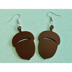 Acorn Earrings: Dark Brown Laser Cut Acrylic Acorns, Forest, Autumn, Nuts, Nature, Gifts for Her/Him/Them
