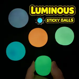 Glow in the Dark Sticky Stress Balls,ceiling balls,Luminous Sticky Balls,Free-falling balls, stress-relief toys,Perfect for family entertainment, an excellent choice for birthday or holiday gifts