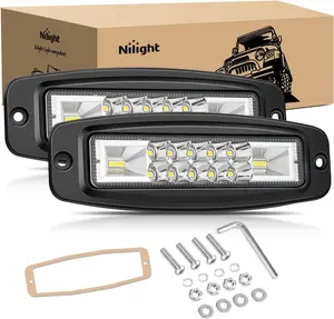 Nilight Flush Mount LED Pods 2PCS 6 Inch 60W LED Work Light Flood Spot Beam Combo Backup Driving Lights Fog Lamp Reverse Light Grill Mount Light for Offroad 4x4 Truck SUV dealsforyoudays
