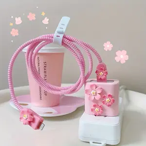 Pink Cherry Blossom Cable Case for IPhone
