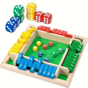 Wooden number flip board, with dice color-coded building blocks, puzzle logical thinking board game, wooden family strategy game, Family fun game, educational games, Tabletop Games