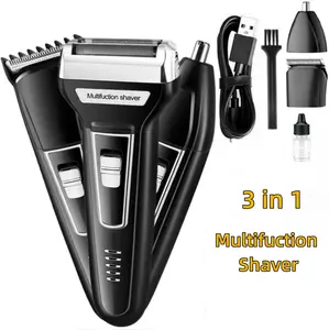 3-in-1 Multi function Shaver USB Rechargeable Clean Shaver Hair Nose Trimmer