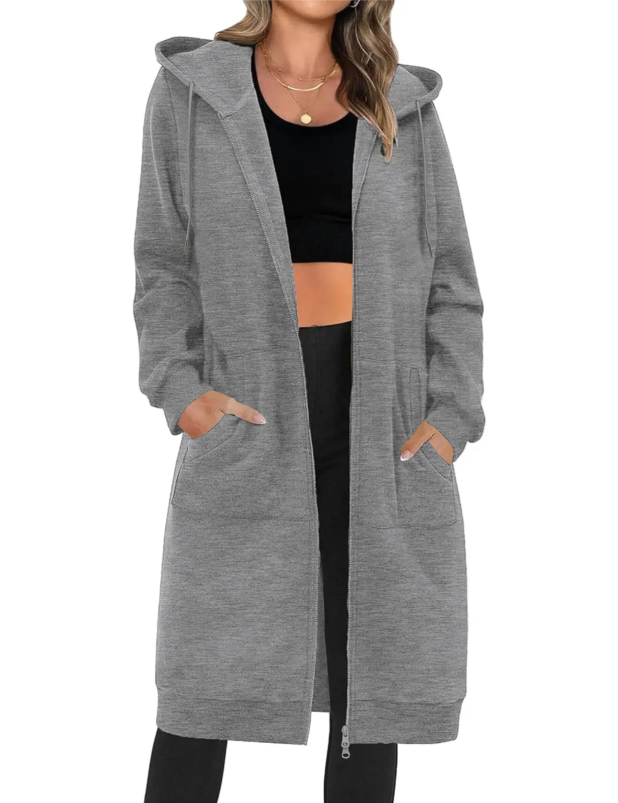 HEEKPEK Women Casual Zip up Fleece Hoodies Tunic Sweatshirt Long Hoodie Jacket Cotton Long Sleeve fitted striped knitwear, Cardigan, Zipper, Everyday, Fabric