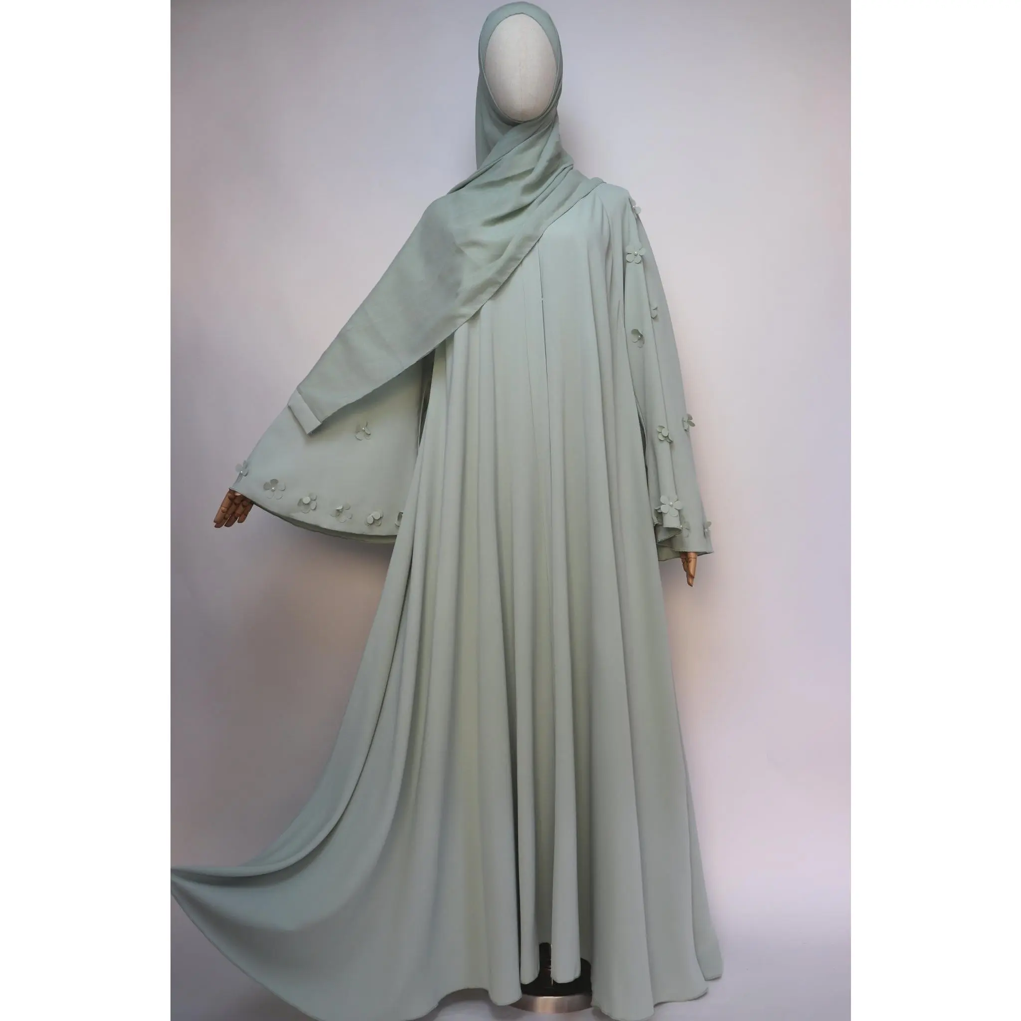Open Flare Umbrella Daisy Abaya - Light Sage