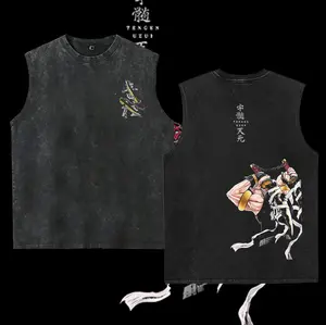 Washable vest Sound Hashira Tengen Uzui v5 Demon Slayer Kimetsu No Yaiba Anime Double Printed Acid Washed  Top men's Menswear graphic