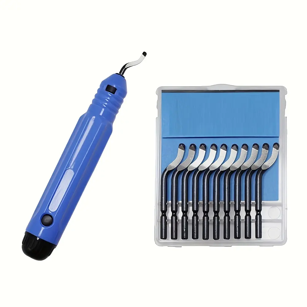 summerwins Handheld Burr Trimmer, Manual Deburring Tool with Medium Grit Non-Woven Fabric Polishing Wheel, Angle Grinder Compatible for Plastic, Metal Edge Smoothing, Burr Removal, DIY Metalworking Woodworking