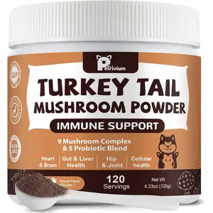 Mushroom Supplement with Probiotics for Dogs & Cats, Turkey Tail Mushroom for Pets - Mushroom Powder for Immune Boost & Overall Health, for Dogs Lumps and Bumps