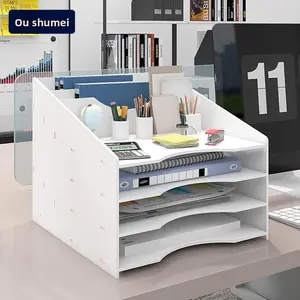 Office desktop multi-layer file rack for A4 documents, file organizer, desktop storage box, detachable shelf.