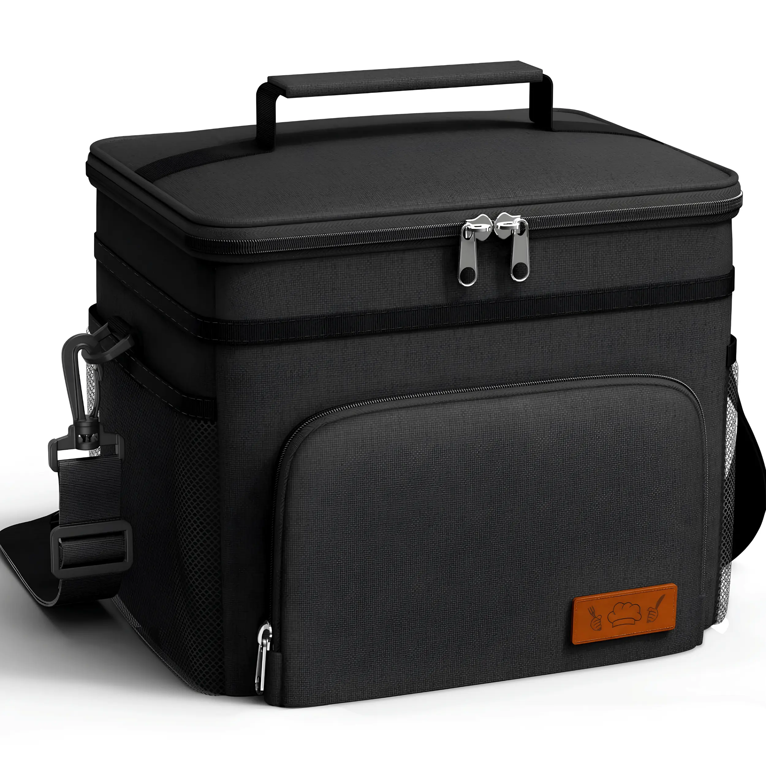 9L Insulated Lunch Box for Men & Women Leak Proof Lunch Cooler Bag with 4 Pockets & Adjustable Shoulder Strap, Reusable Lunch Tote for Work, Office, School, Picnic, Camping, Travel & Outdoor Meals, Black