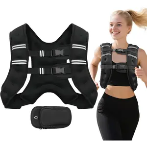 【DealsForYouDays】Rucking vest Weighted Vest Adjustable Reflective Stripe Detachable Phone Pouch lb Men Women Strength Training Running Workout Fitness Training Skin Friendly Fabric Fitness Accessory 8/12/16/20/25lb